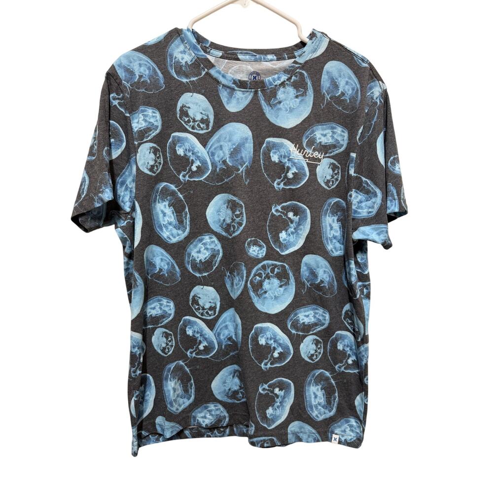 Hurley T Shirt Jellyfish Blue Black Surf Beach Mens Medium